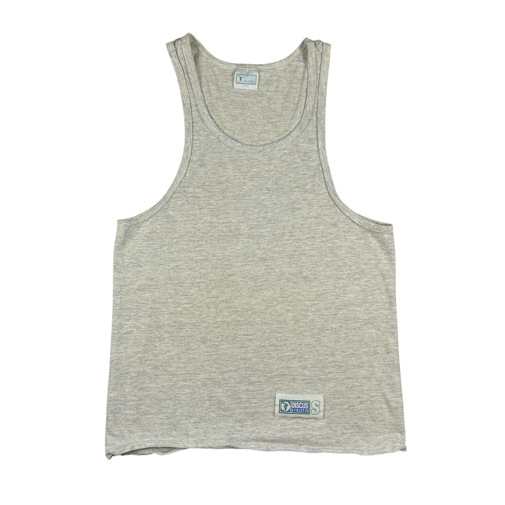 Vintage Discus Athletic Mens Tank Top Heather Grey Muscle Shirt Small
